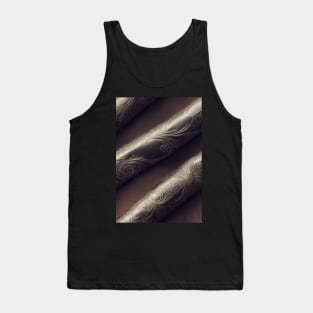Dark Brown Ornamental Leather Stripes, natural and ecological leather print #42 Tank Top